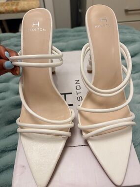 Halston Heritage White Strappy Pointed Heels
